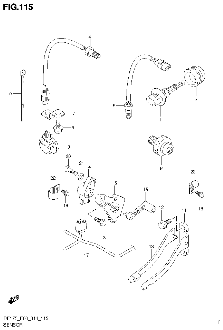 Suzuki DF175ZG SENSOR (DF150ZG E03) parts diagram